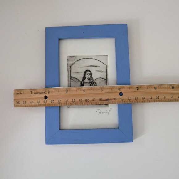 4/$10 Intaglio Print Framed Handcrafted Artwork Signed Reading Her Book of Hours - Picture 10 of 10